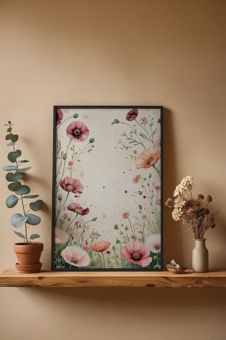 Arte de jardín de flores silvestres / Póster botánico de primavera / Decoración de cabañas imagen 3