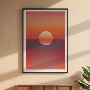 Sunset landscape art | Minimalist sun poster | Modern wall decor imagem 6