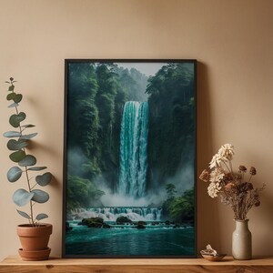 Lush Waterfall | Cascading Water Landscape | Forest Nature Power image 4