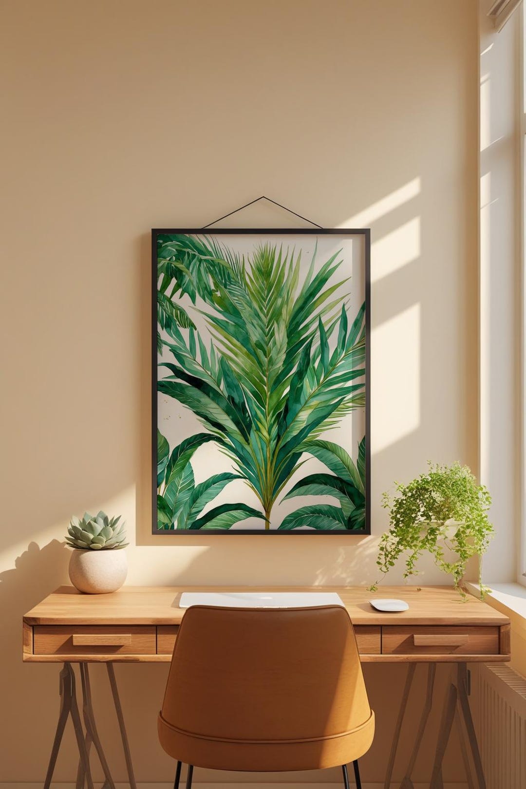 Palm Leaf Botanical Wall Art | Tropical Green Print | Digital Download ...