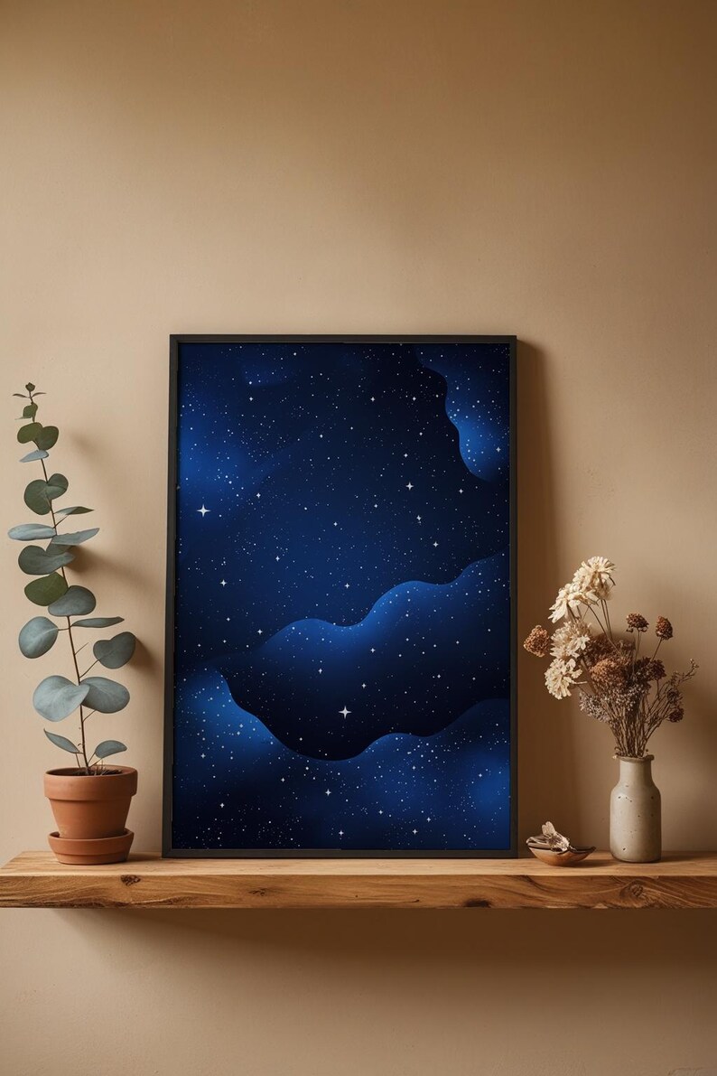 Blue Galaxy Poster | Starry Night Sky Wall Art | Abstract Space Print image 4