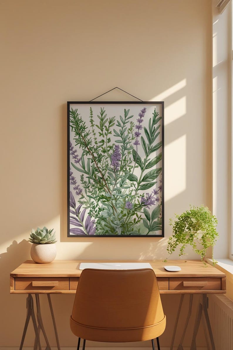Culinary Herb Garden | Botanical Kitchen Art | Rustic Herbal Poster Bild 1