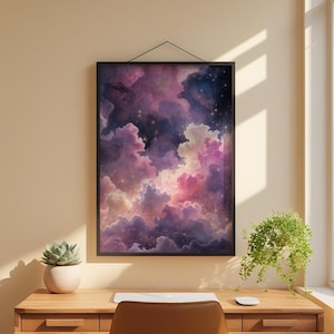 Arte de nebulosa pastel / Póster espacial de ensueño / Decoración de pared cósmica imagen 1