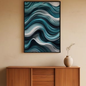 Abstract Lines Art | Minimalist Wave Pattern | Modern Wall Decor imagen 5