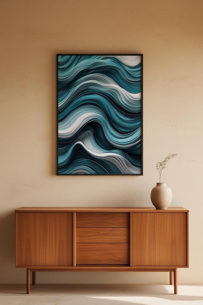 Abstract Lines Art | Minimalist Wave Pattern | Modern Wall Decor imagen 5