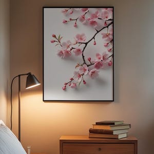 Cherry Blossom Art | Japanese Wall Poster | Minimalist Floral Print image 3