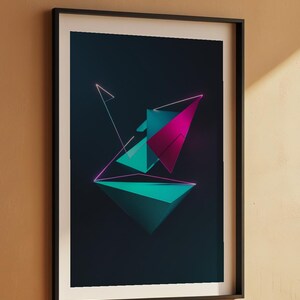 Neon Geometric Art | Modern Abstract Triangle Poster image 7