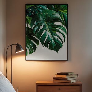 Monstera Leaf Art | Tropical Botanical Poster | Green Plant Decor image 3