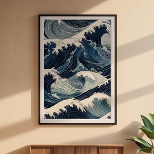 Ocean Wave Art | Japanese Woodblock Poster | Coastal Decor zdjęcie 6