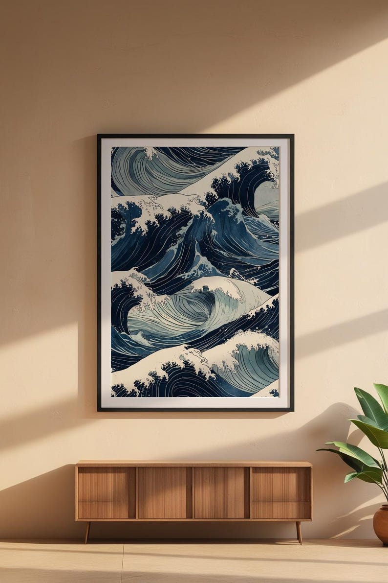 Ocean Wave Art | Japanese Woodblock Poster | Coastal Decor zdjęcie 6
