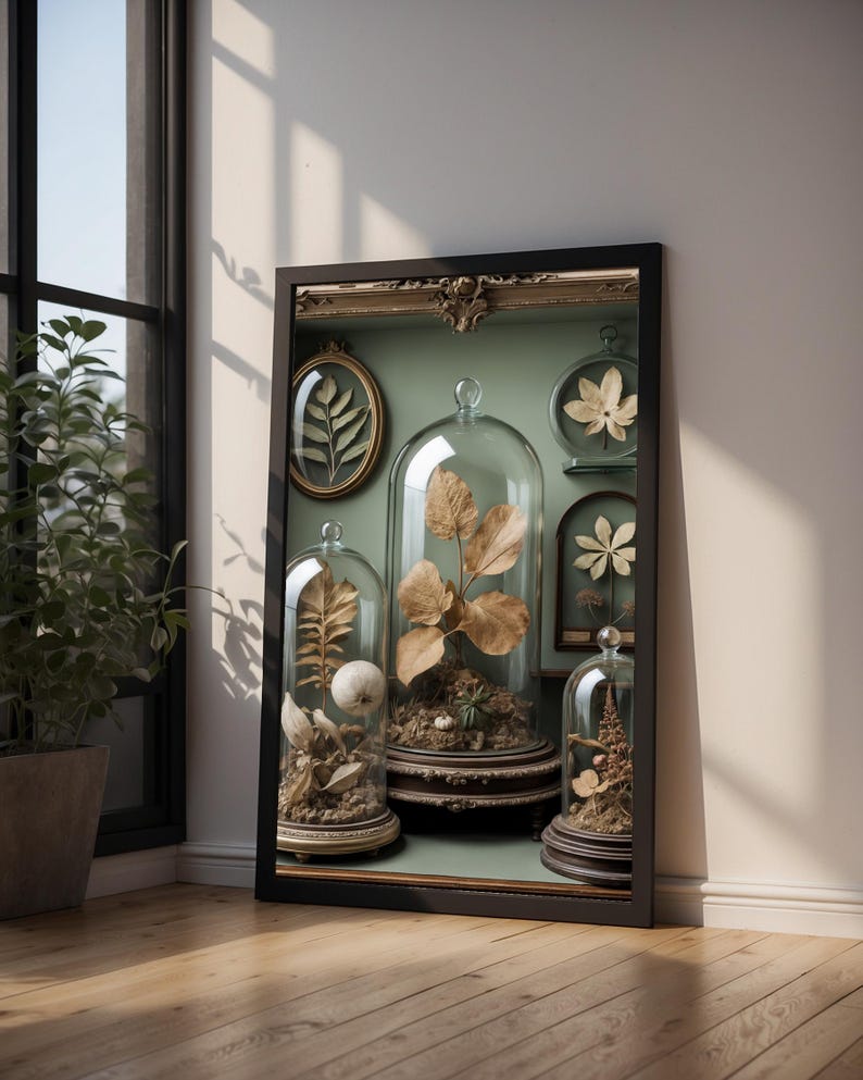 Gabinete de curiosidades / Especímenes botánicos antiguos / Decoración steampunk imagen 9