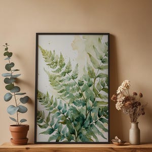 Unfurling Fern Art | Watercolor Botanical Poster | Sage Green Decor Bild 4