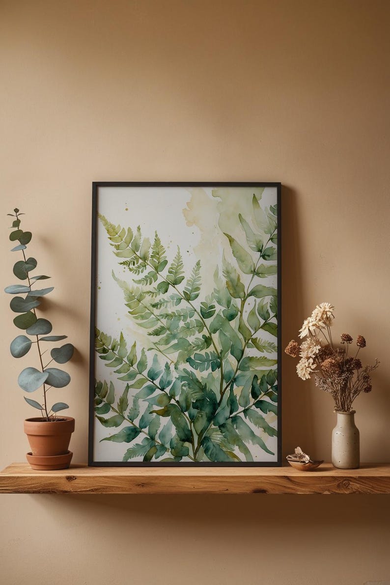 Unfurling Fern Art | Watercolor Botanical Poster | Sage Green Decor Bild 4