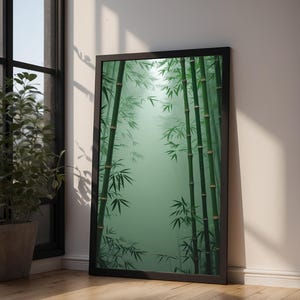 Bamboo forest art | Zen mist poster | Asian landscape decor image 9