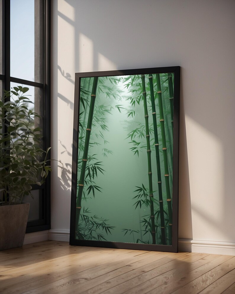 Bamboo forest art | Zen mist poster | Asian landscape decor image 9
