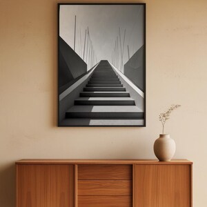 Geometric Staircase | Minimalist Architecture | Journey Perspective Art image 5