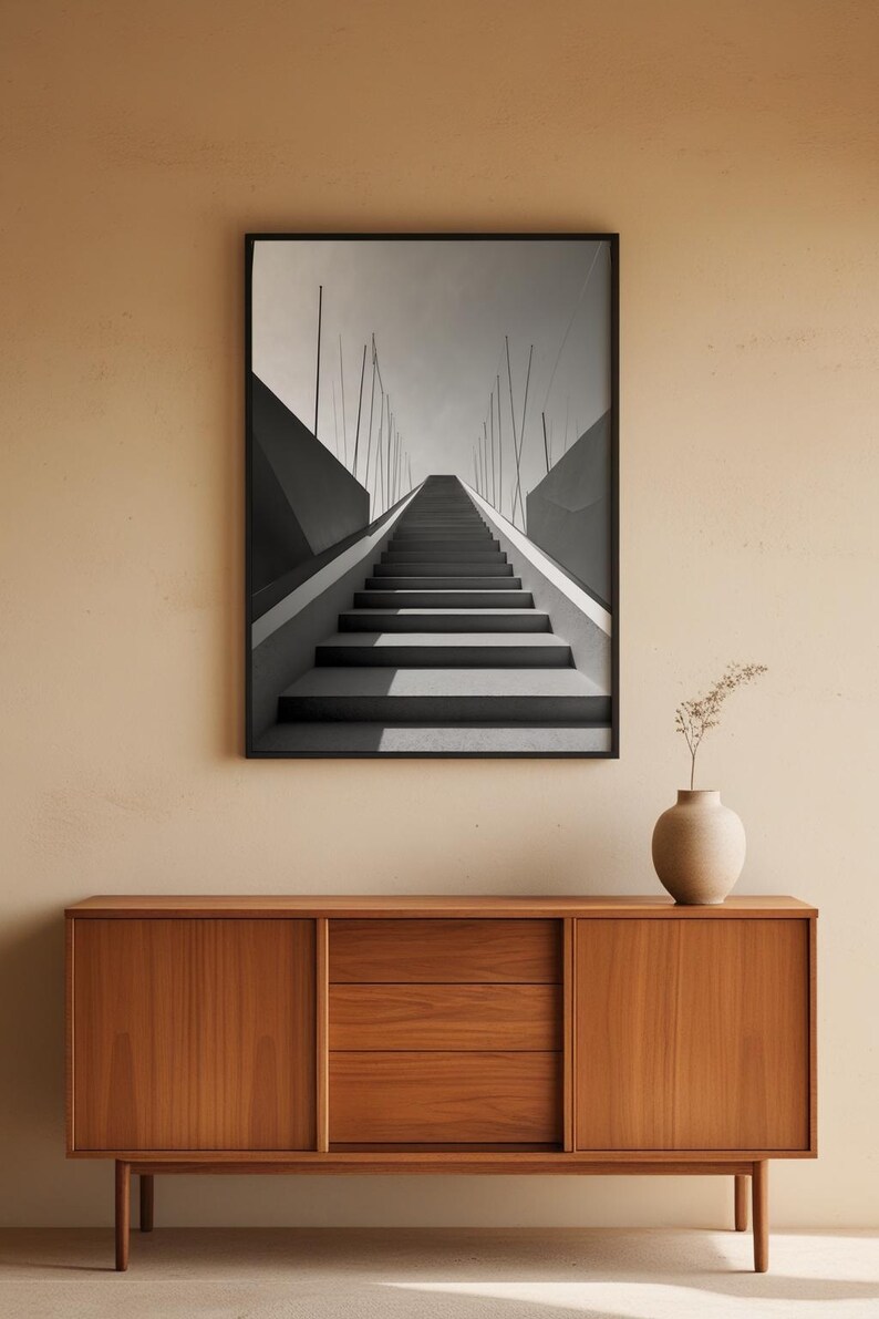 Geometric Staircase | Minimalist Architecture | Journey Perspective Art image 5