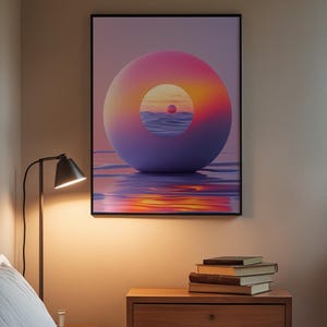Abstract Sunset Art | Warm Gradient Poster | Mid Century Wall Decor Bild 3