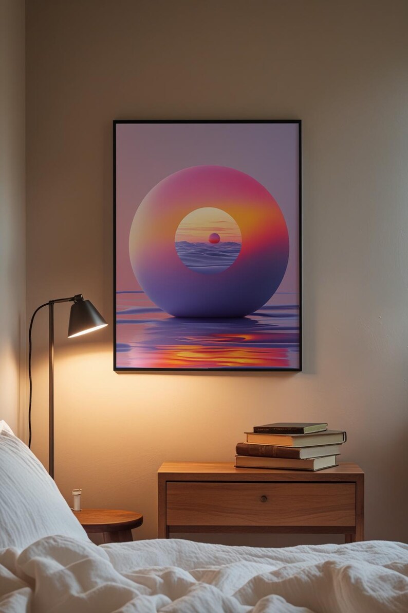 Abstract Sunset Art | Warm Gradient Poster | Mid Century Wall Decor Bild 3