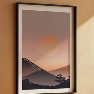 Impression Mont Fuji | Art mural zen japonais | Décoration heure dorée image 7