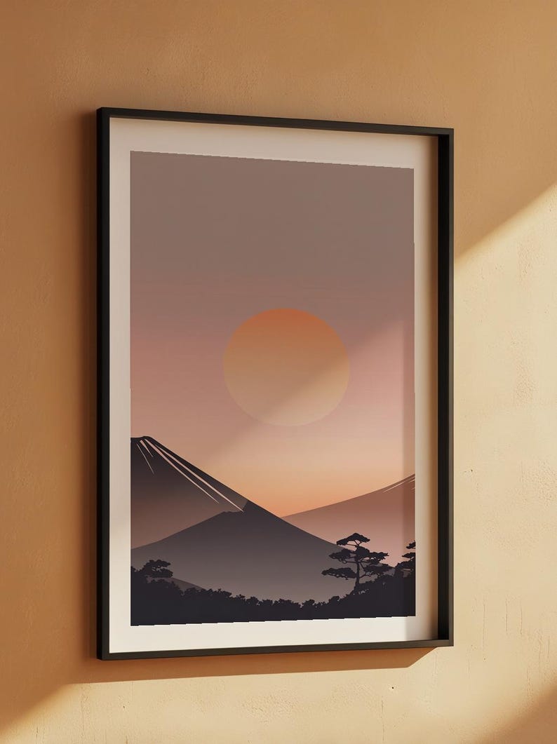 Impression Mont Fuji | Art mural zen japonais | Décoration heure dorée image 7