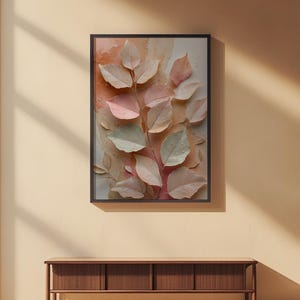 Hojas botánicas color melocotón / Póster romántico de naturaleza / Arte rural imagen 7