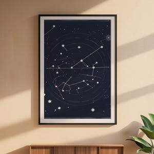 Póster de cielo nocturno / Impresión de constelación celestial / Arte mural astronómico imagen 2