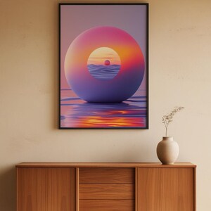 Abstract Sunset Art | Warm Gradient Poster | Mid Century Wall Decor Bild 5