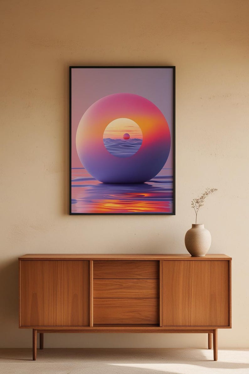 Abstract Sunset Art | Warm Gradient Poster | Mid Century Wall Decor Bild 5