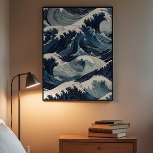 Ocean Wave Art | Japanese Woodblock Poster | Coastal Decor zdjęcie 3