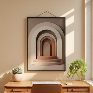 Modern Arch Abstract | Boho Geometric Poster | Neutral Wall Art Print image 7