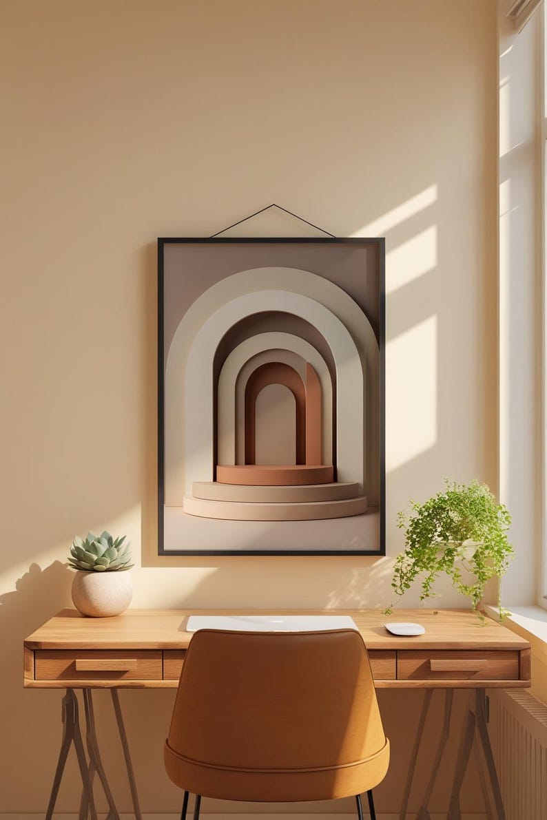 Modern Arch Abstract | Boho Geometric Poster | Neutral Wall Art Print image 7