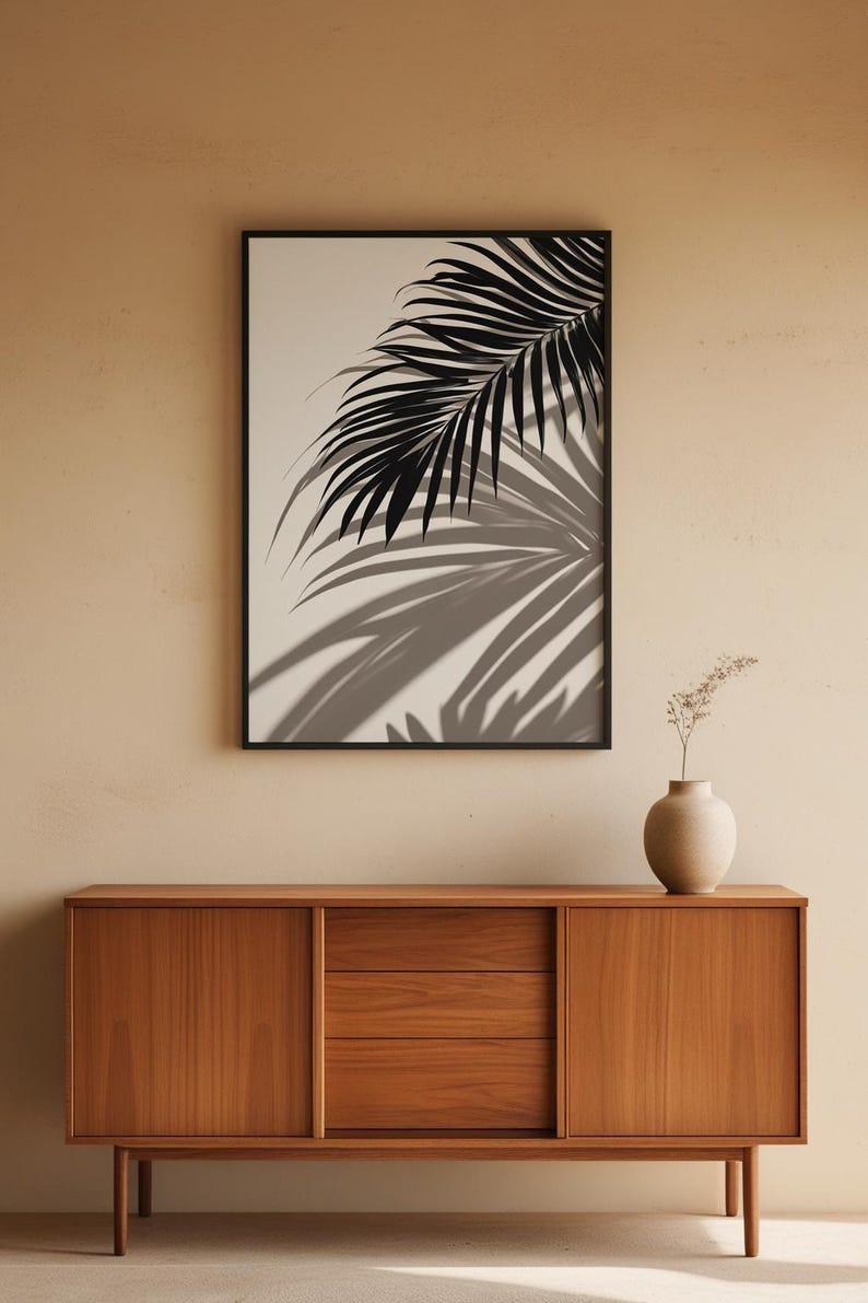 Tropical Palm Leaf Art | Black Botanical Poster | Boho Plant Decor afbeelding 5