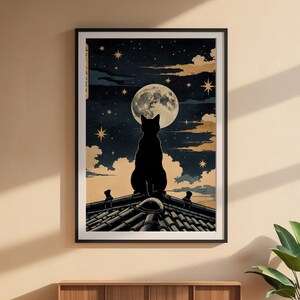 Cat Moon Night | Japanese Ukiyo-e Style Poster imagem 6