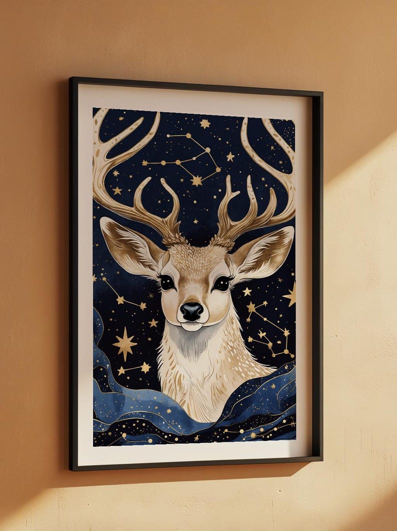 Cosmic Deer Antlers | Celestial Wildlife Art | Magical Nature Poster imagen 7
