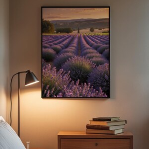 Lavender Field Sunset | Golden Hour Landscape | Provence Wall Art image 3