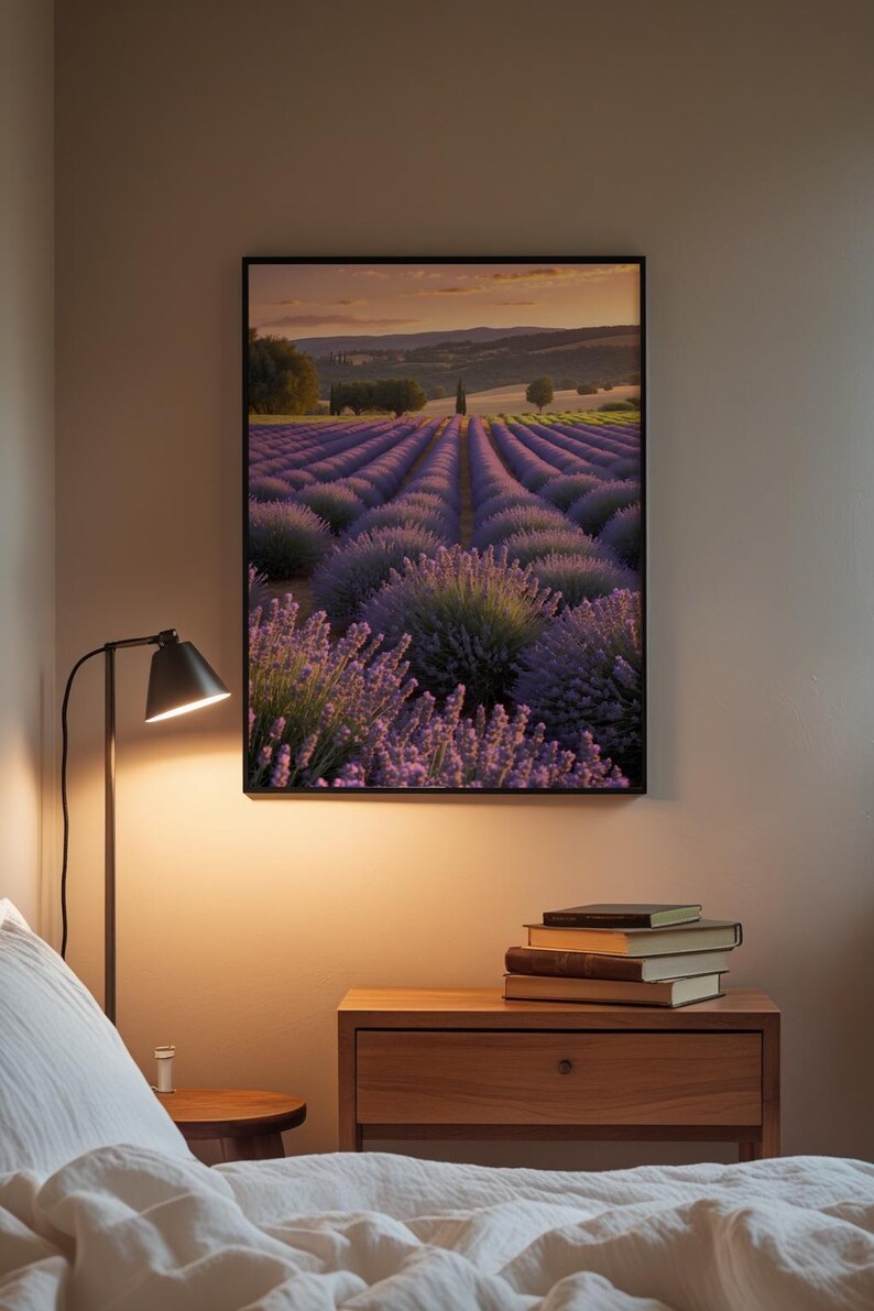 Lavender Field Sunset | Golden Hour Landscape | Provence Wall Art image 3