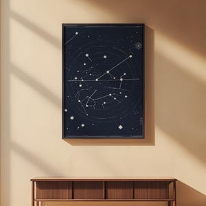Póster de cielo nocturno / Impresión de constelación celestial / Arte mural astronómico imagen 3