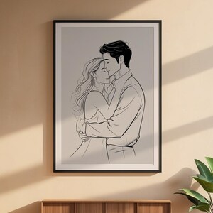 Valentine Wall Art | Romantic Line Art Poster | Couple Embrace Print Bild 6