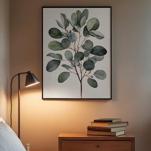 Arte de rama de eucalipto / Impresión botánica en acuarela / Decoración minimalista imagen 3