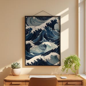 Ocean Wave Art | Japanese Woodblock Poster | Coastal Decor zdjęcie 1