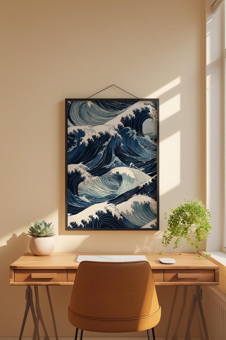 Ocean Wave Art | Japanese Woodblock Poster | Coastal Decor zdjęcie 1