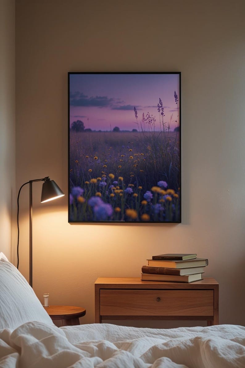 Twilight Wildflower Field | Evening Landscape Poster | Dreamy Art Bild 3