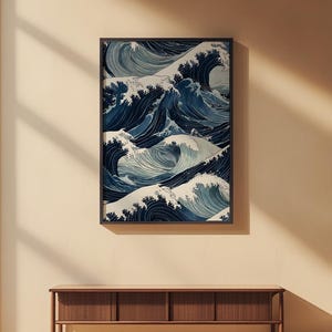 Ocean Wave Art | Japanese Woodblock Poster | Coastal Decor zdjęcie 2