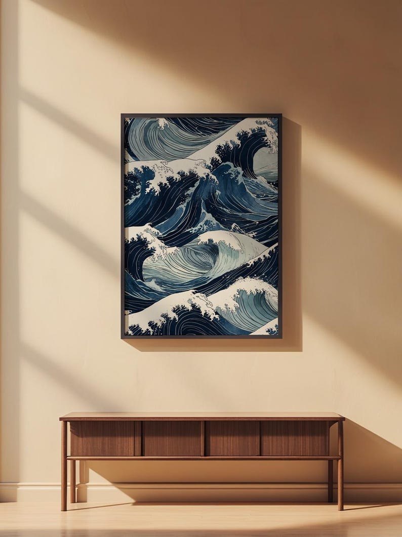 Ocean Wave Art | Japanese Woodblock Poster | Coastal Decor zdjęcie 2