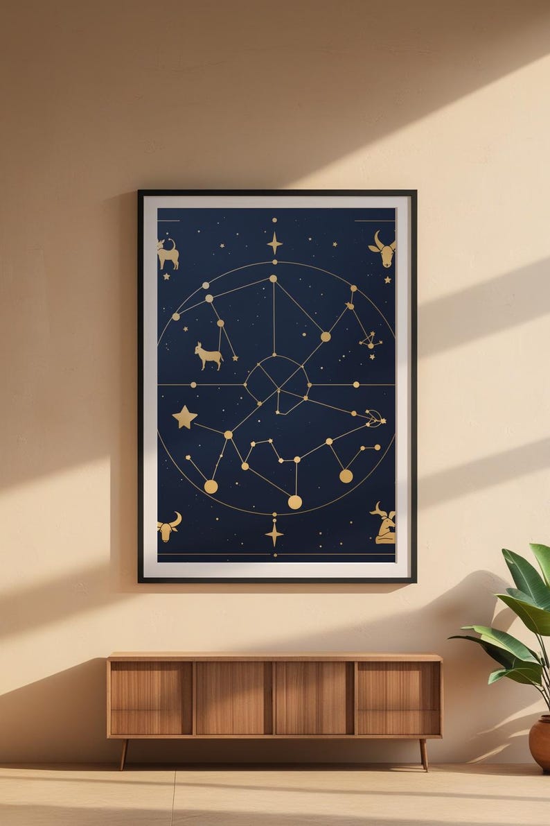 Zodiac Constellation Map | Astrology Poster | Gold Star Art Bild 6