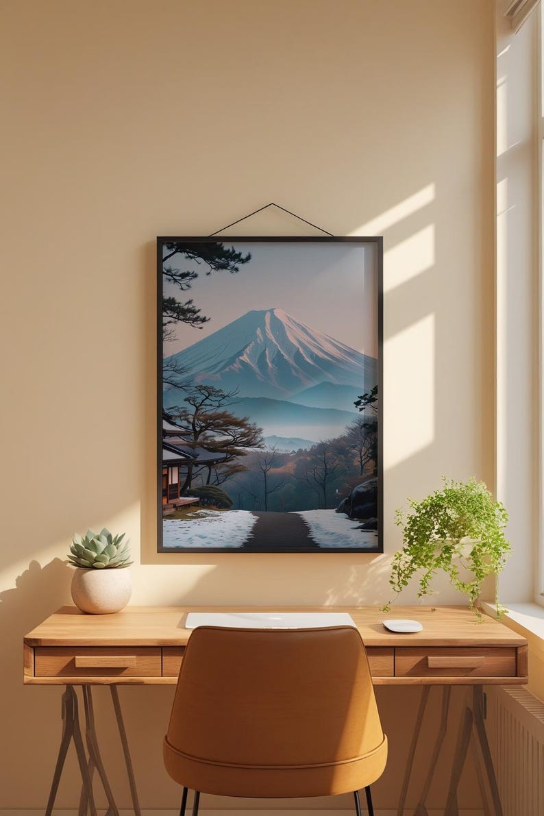 Arte de montaña japonés / Póster del monte Fuji / Decoración del hogar japonesa imagen 1
