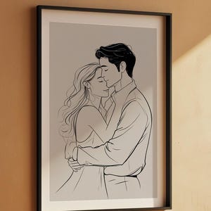 Valentine Wall Art | Romantic Line Art Poster | Couple Embrace Print Bild 7