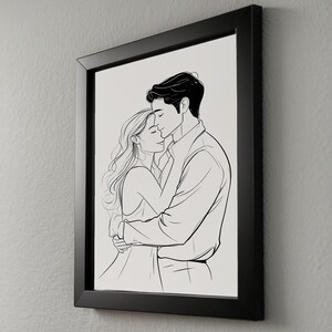 Valentine Wall Art | Romantic Line Art Poster | Couple Embrace Print Bild 8