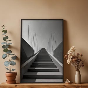 Geometric Staircase | Minimalist Architecture | Journey Perspective Art image 4